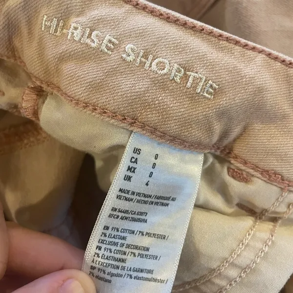 American Eagle Pink Hi Rise Super Stretchy Jean Shortie Shorts‎ - Image 6