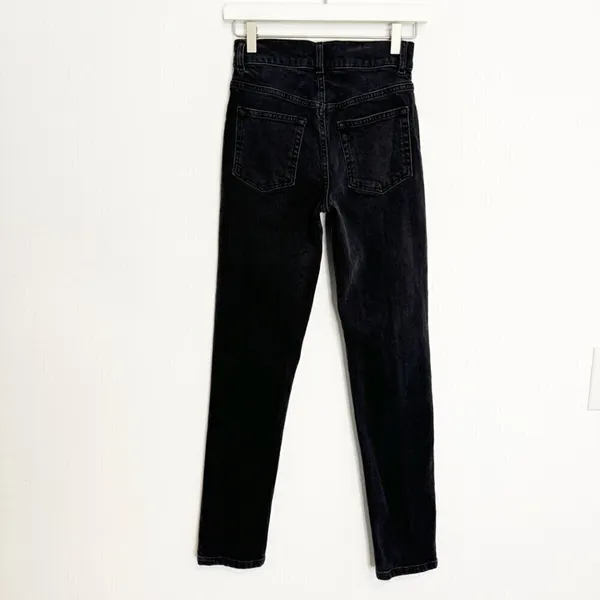 Reformation Charlie Jeans Size 24 Dark Faded Black Seamed Button Fly Alternative - Image 10