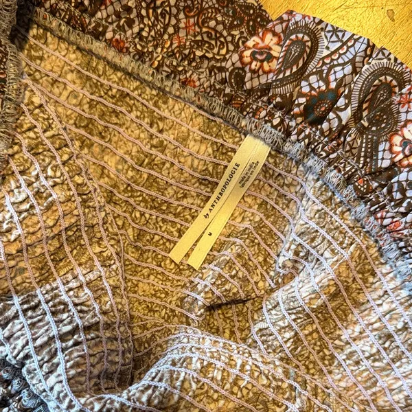 Anthropologie Brown Paisley Smocked Top - Image 2