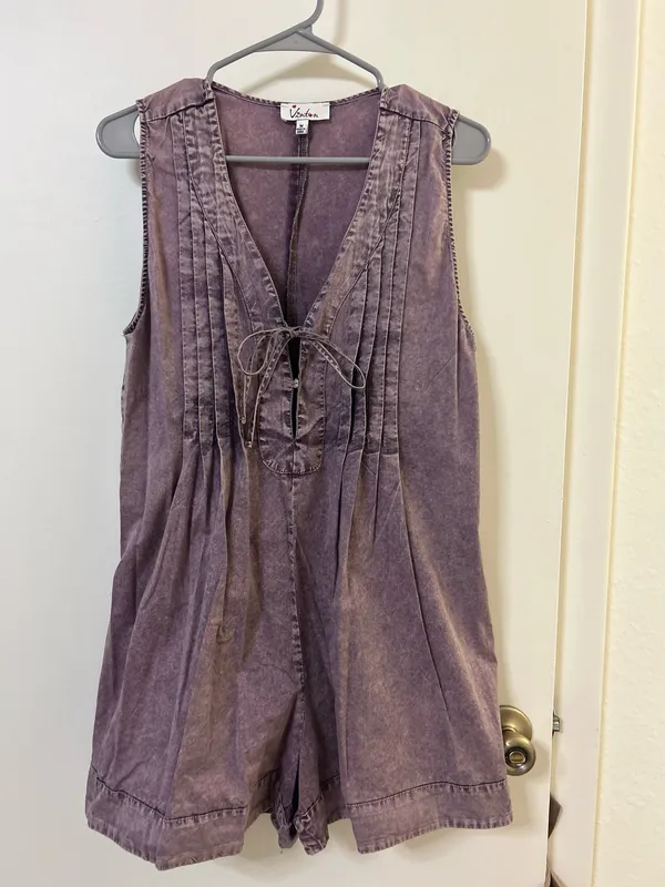 Boutique Denim Romper Purple Size M - Image 3