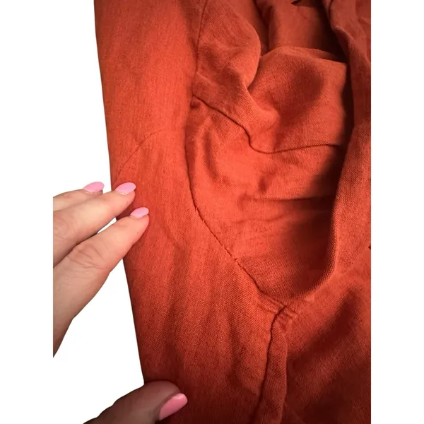 Free People Winnie‎ Linen Blazer Large Suit Jacket Terracotta Double READ #X13-6 - Image 7