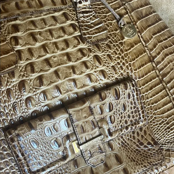 Brahmin Croc-Embossed Tan Tote Bag - Image 3