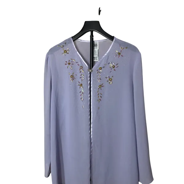R&M Richards Karen‎ Kwong Lavender Beaded Sheer Evening Jacket Size 16 Formal - Image 2
