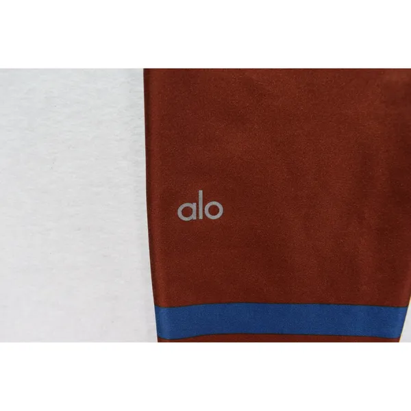 Alo Yoga High Waist Colorblock Striped Leggings Blue Rust Orange Small - Image 11