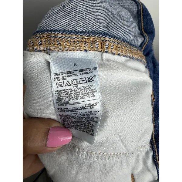 Old Navy OG Loose Tapered High Rise Denim Jeans Size 10 Blue Dark Stretch Pocket - Image 6