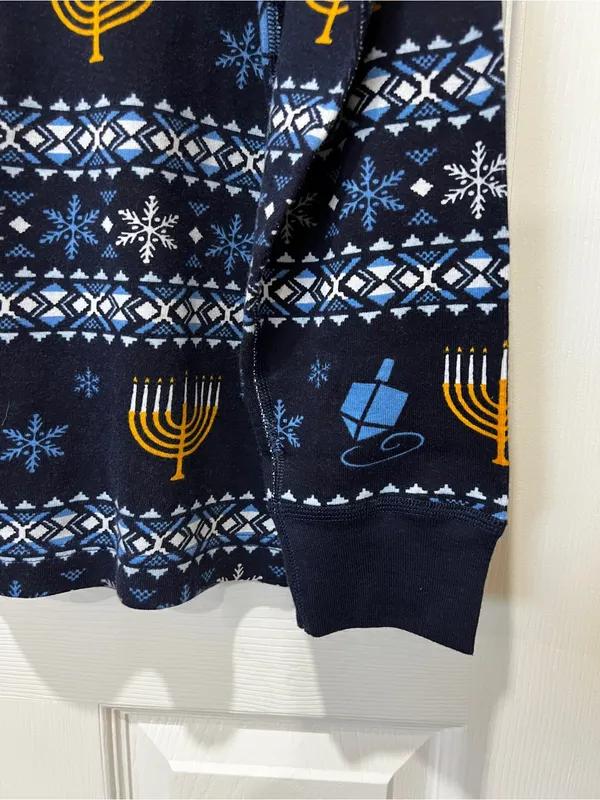 Hanna Andersson Hanukkah Themed Pajama Top 100% Organic Cotton Size XL Navy Blue - Image 5