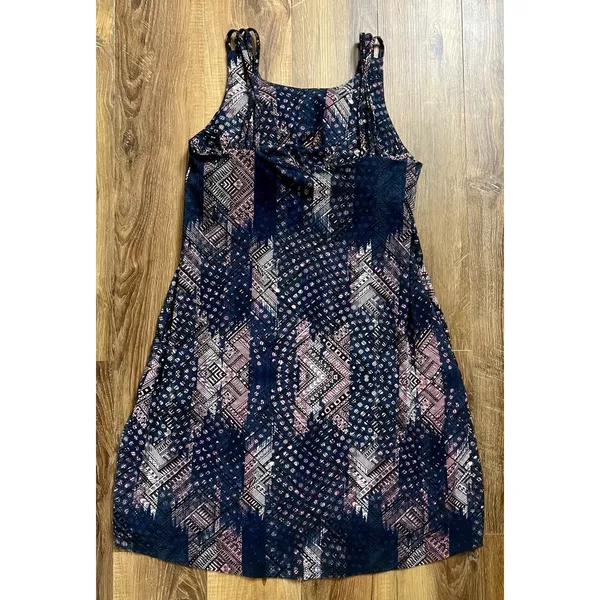 Kyodan Outdoor Leaf Print Mini Dress, Women's Size L‎ Navy Bra Built In Pockets - Image 2