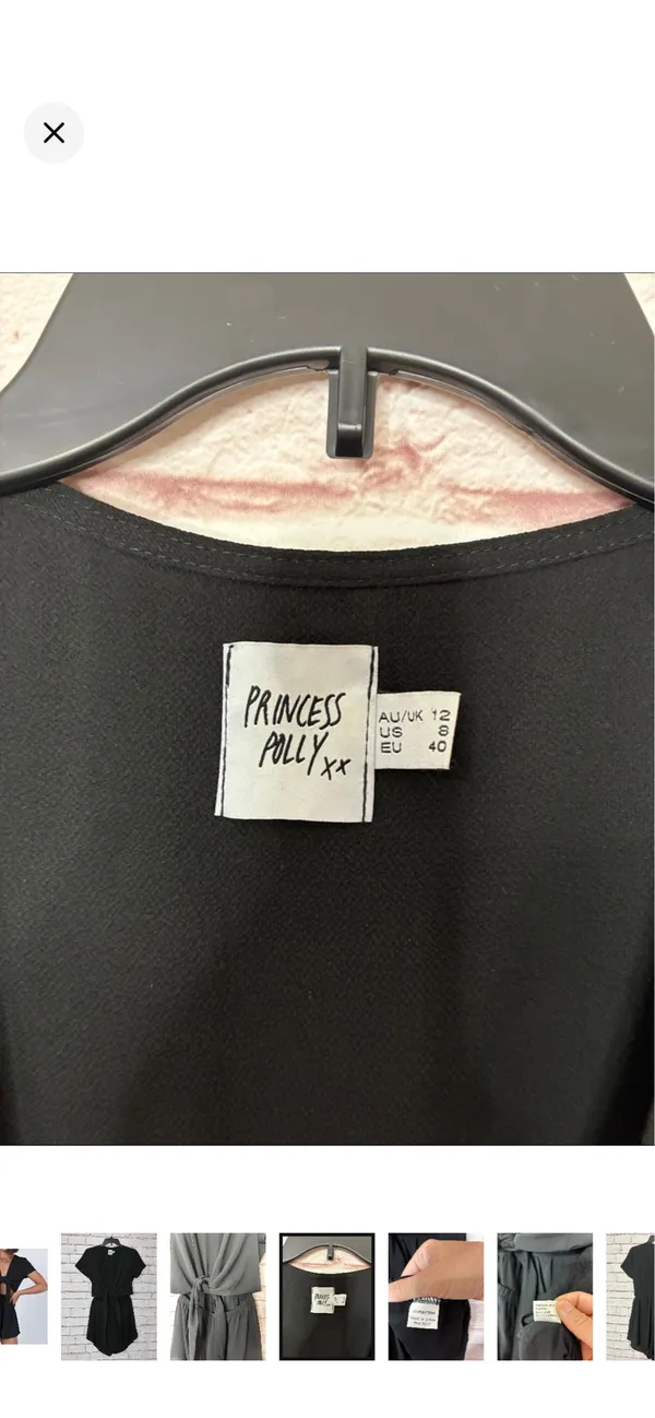Princess Polly Pure Rhythm Playsuit Black Size 8 NWOT. Open front, tie under bust, open torso. Loose fit shorts, stretchy waist. 13” rise 17-18” bust - Image 4