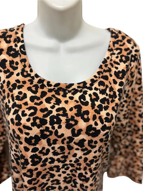 Soma Mob Wife A Line Animal Print Cheetah Dress Sz S Stretch Cotton 3/4 Sleeve - Image 3