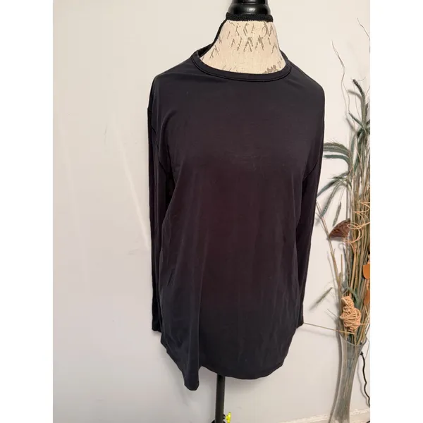 LULULEMON Womens Black Long Sleeve Crewneck Cotton Jersey Relaxed Fit Basic 12‎ - Image 2