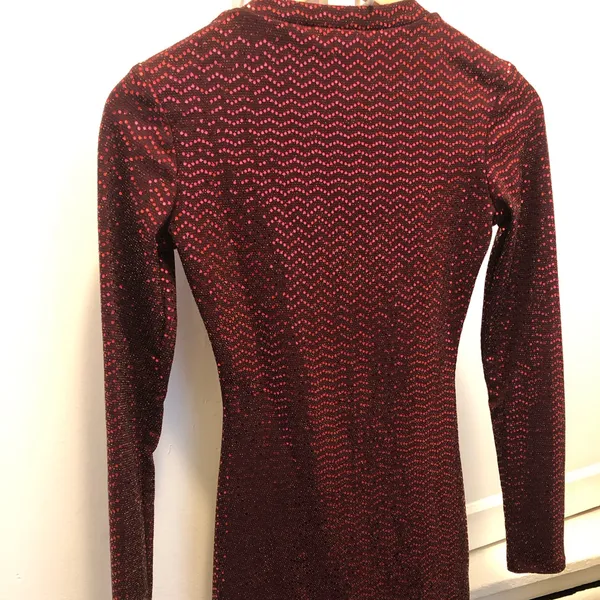 B Darlin Burgundy Sequin Long Sleeve Dress - Image 2