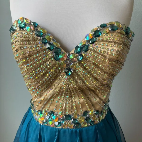 Sherri Hill Beaded Cocktail Mini Strapless Dress Size 10 - Image 2