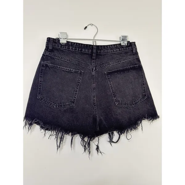 NWT Zara Women's Black High Waisted Frayed Hem Cut Off Denim Shorts Size 10 - Image 2