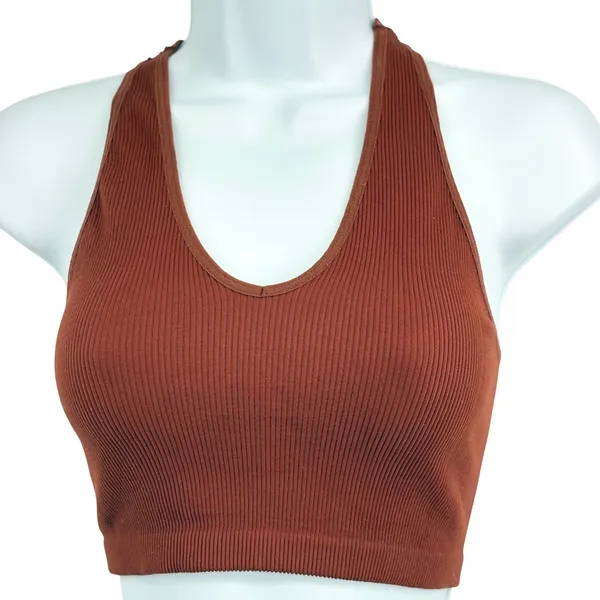 Free People Movement Free Throw Crop Tank Women S Rust Ribbed Racerback Top Yoga - Image 3