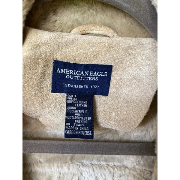 American Eagle Leather Coat‎ Fur Lined Quiet Luxury Old Money Elevated Neutrals - Image 7