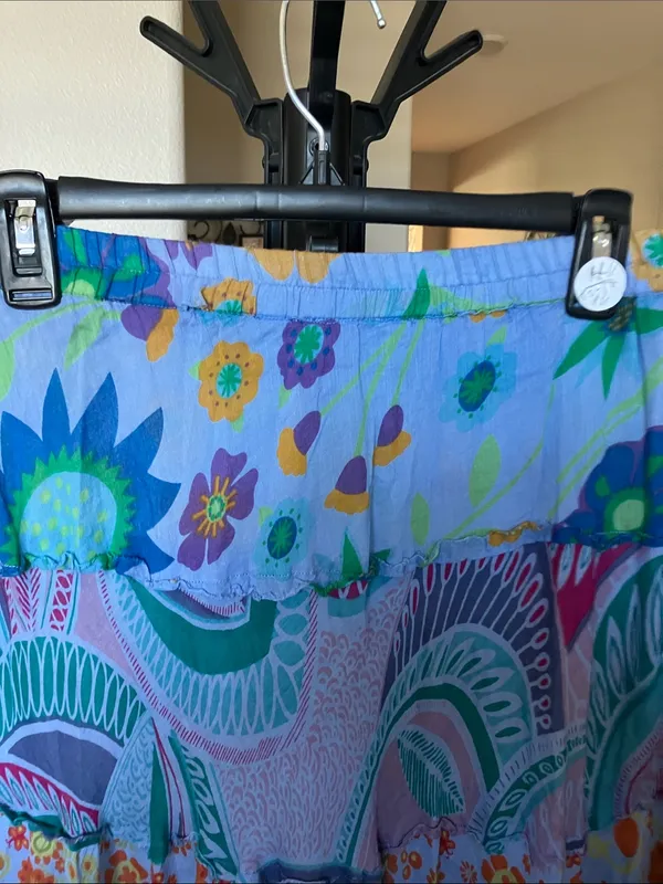 Derek Heart Bohemian Tiered patchwork Maxi skirt Blue Floral Maxi - Image 5