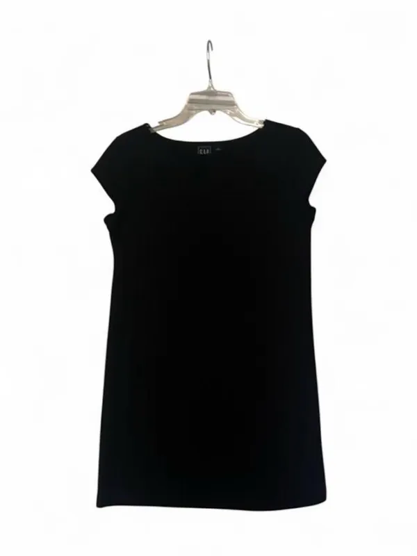 GAP Black Solid Shift Dress S Cap Sleeve Round Neck Knit Pullover Knee - Image 4