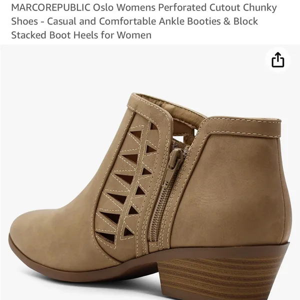 Women's Tan Cutout Ankle Booties - Sleek Low Heel size 6.5 new - Image 8