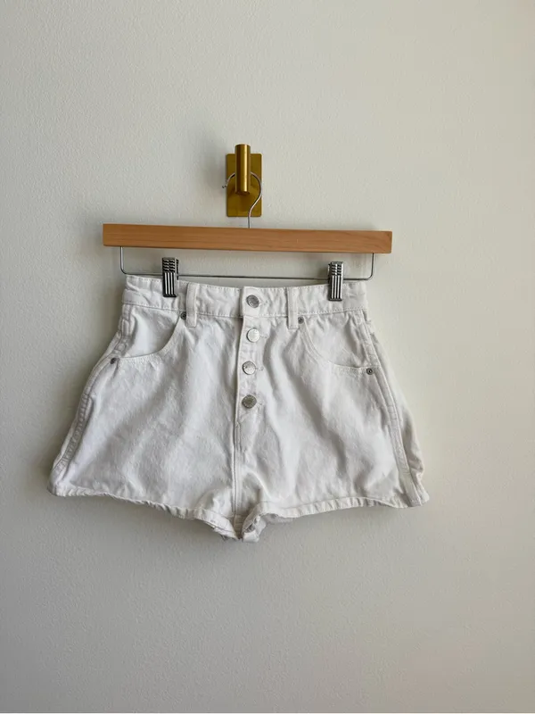 Rolla's Dusters High Rise Slim White Denim Shorts Button Fly Size 25 - Image 6
