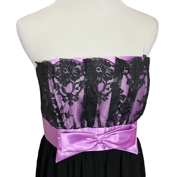 Y2K Gunne Sax By Jessica McClintock Black and Purple Lace Semi Formal Dress 9 - Image 2