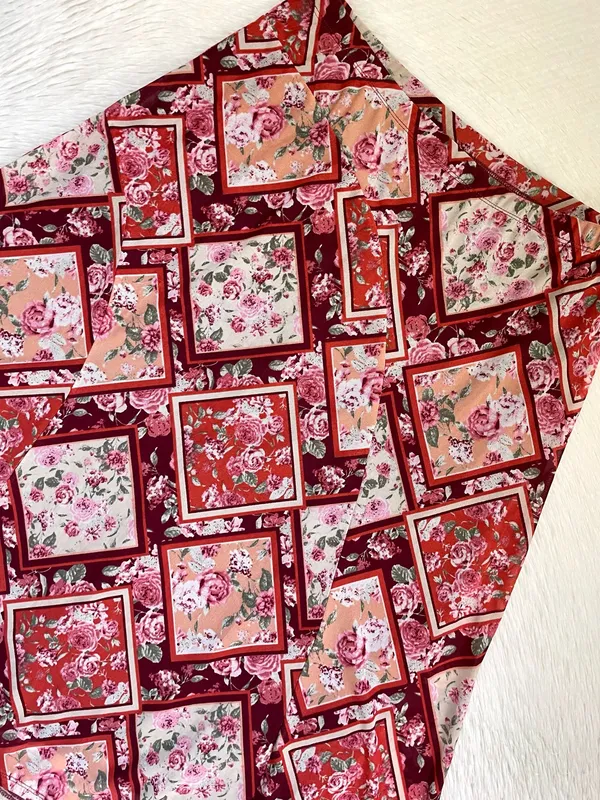 Y2K boho Luna Floral pink and red Patchwork midi skirt - Image 11