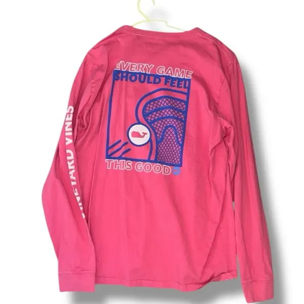 Vineyard Vines | Long-Sleeved Coral Lacrosse Tee | Medium - Image 3