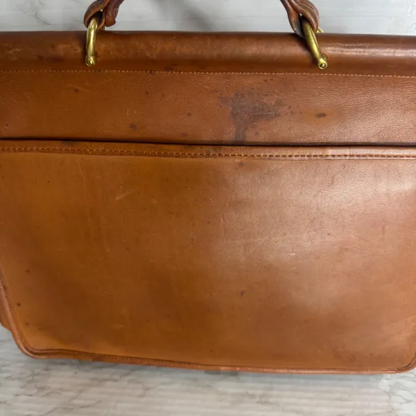 Coach kensington satchel briefcase Leather Messenger Brown bag front pockets - Image 6
