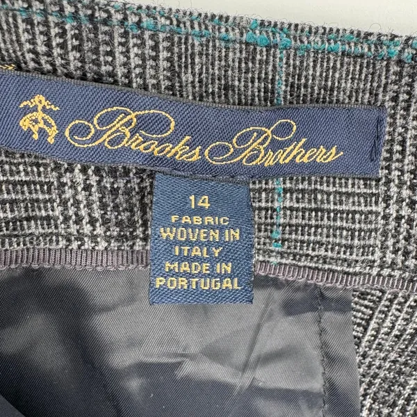 Brooks Brothers dress pants women's 14 wool cashmere glen plaid straight gray - Image 7