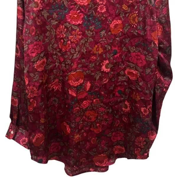 Lauren Ralph Lauren Multicolor Floral Satin Like Long Sleeve Blouse Size‎ M - Image 7