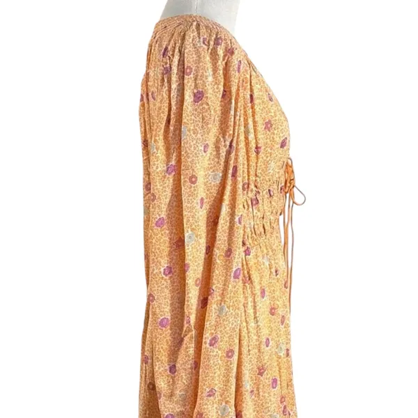 Free People Bohemian Gypsy Tiered Ruffle Maxi Dress Size Large Plunge Billowy - Image 10