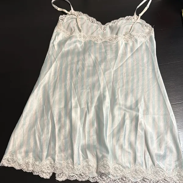 Victoria's Secret Light Blue and White‎ Striped Chemise / teddy - Image 6