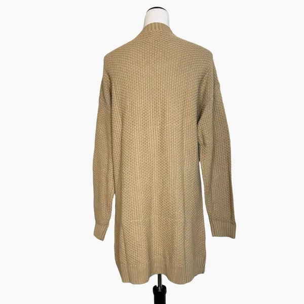 GAP Taupe Textured Cotton Open Front Longline Cardigan Sweater Size M NWT - Image 5