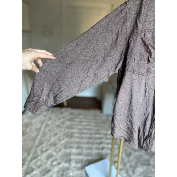 Aerie Lumberjane Button Up Shacket DISCONTINUED XL Brown Oversized Soft Textured - Image 4