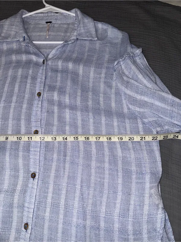 Free People Pale Blue Striped Button-Down Shirt - Image 7