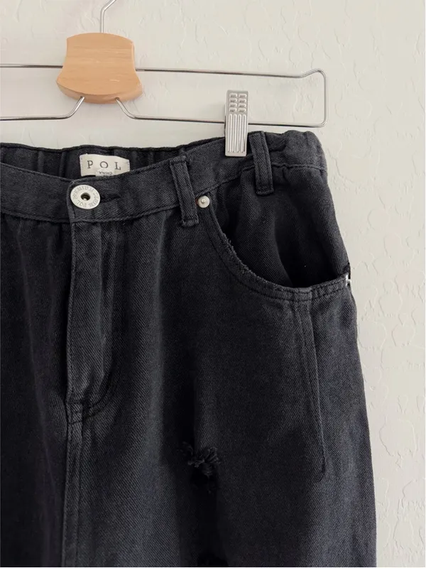 POL Distressed Boho Jogger Pant in Black Size L - Image 3