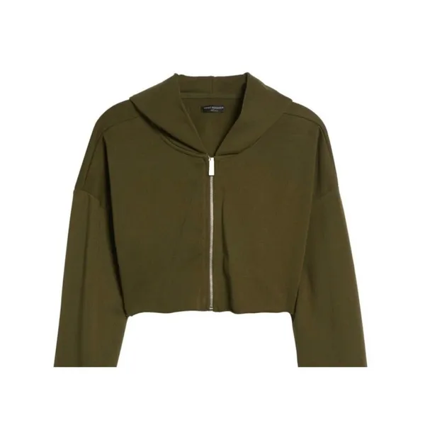 Naked Wardrobe Hoodie Womens Medium Olive Green Cropped Zip Up‎ NWT - Image 8