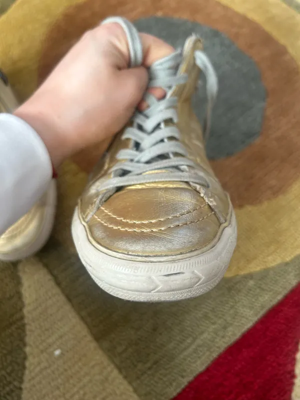 Golden Goose Slide High Top Sneakers Shoes Gold Sequins Star Leather US Size 7 - Image 14