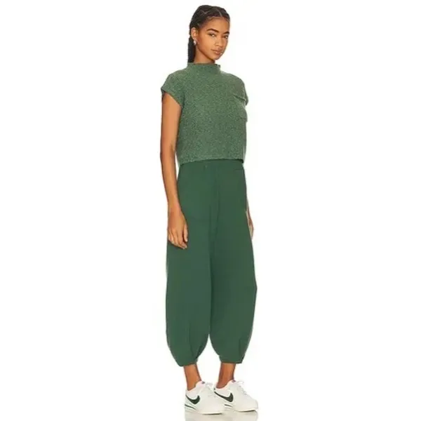 Free People Beach Freya parachute wide-leg green knit pants size XL - Image 3