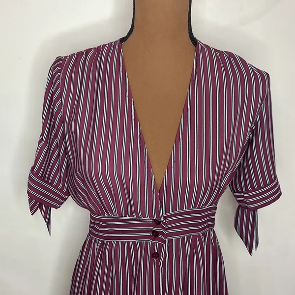 Urban Outfitters Plunging short sleeve striped empire waist midi shirt dress S - Image 6