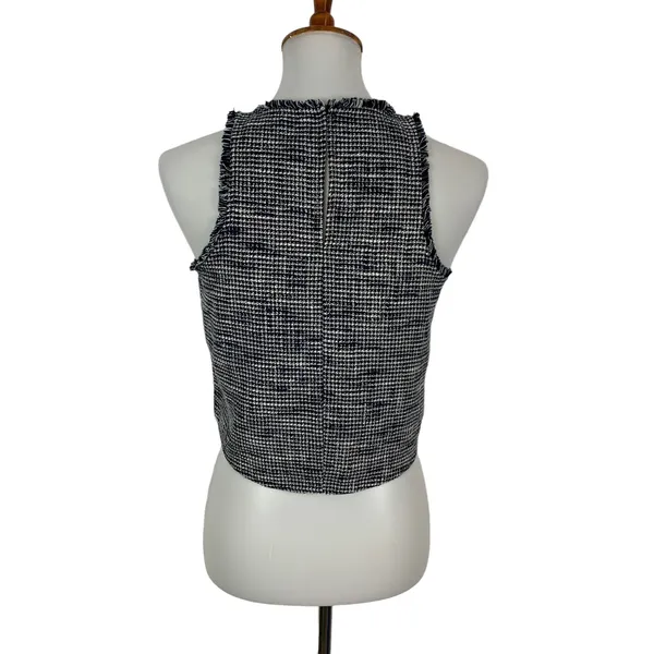 Zara XS Blue Tweed Sleeveless Top Cropped Career Officewear Y2K - Image 5