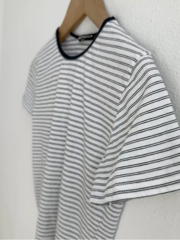 Brandy Melville Striped Baby Tee White Black One Size - Image 3