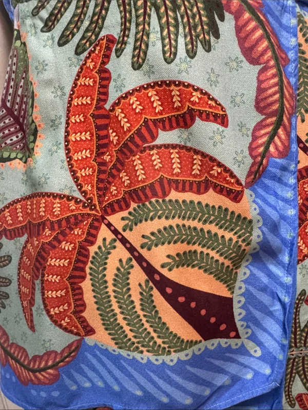 Farm Rio Viscose Sleeveless Tropical Print Blue Maxi Dress Size Small - Image 6