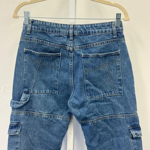 Edikted Denim Cargo Carpenter Jeans Straight Leg Multi Pocket Women's Size S - Image 7