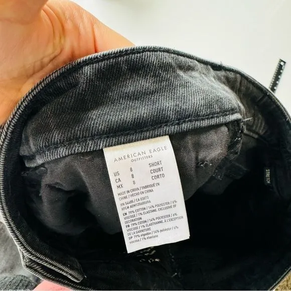 American Eagle‎ Highest Rise Distressed Black Wash Denim Mom Jeans Size 8 - Image 7