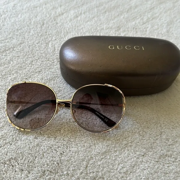 Gucci 59mm Round Sunglasses in Gold/Brown Gradient - Image 4