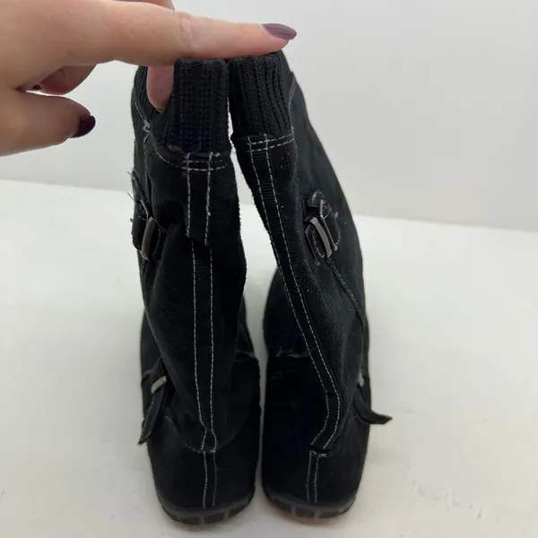 Dr Scholls black mid calf side zip round toe synthetic boots warm women size 8 - Image 7