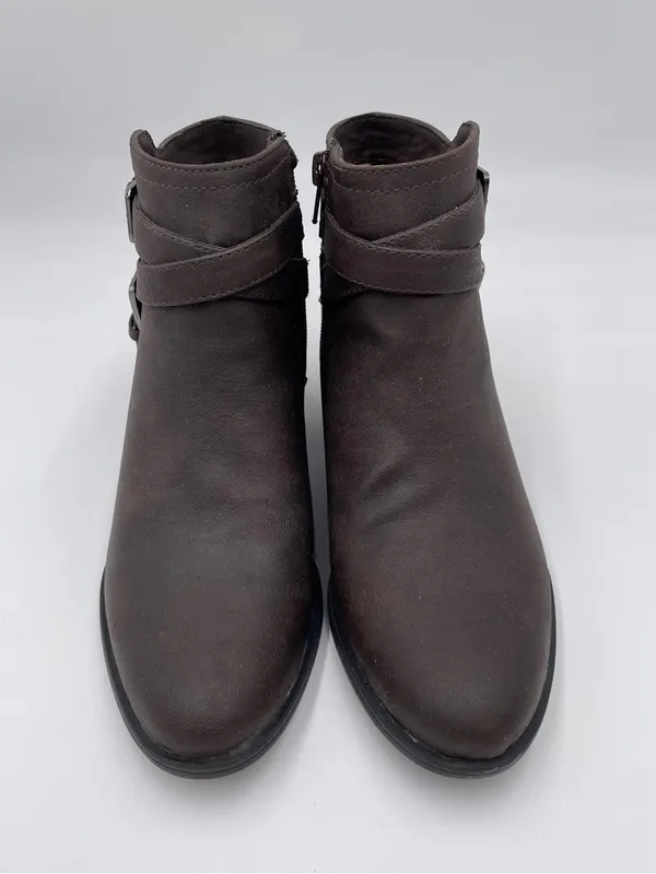 Naturalizer Kallista Bootie Size 7.5 Chocolate Brown Faux Leather Block Heel - Image 3
