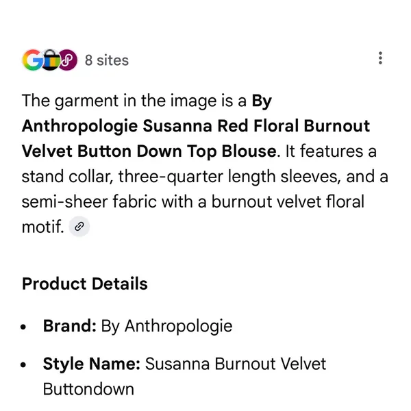 Anthropologie Susanna Velvet Deep Red Patterned B/D Blouse | Small - Image 15