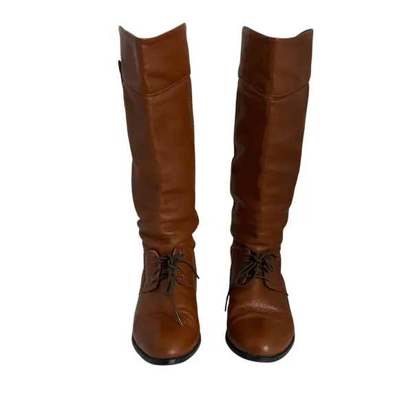 Vintage LL Bean Womens 7 M Tall Tan Brown Soft Leather‎ Riding Lace Boots Canada - Image 14