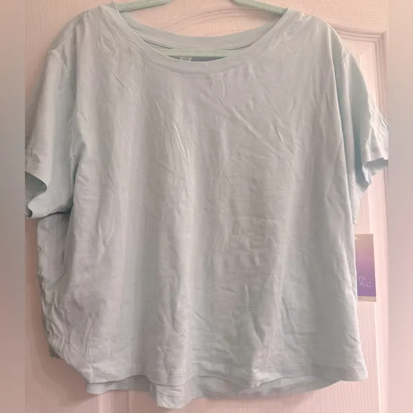 Stars Above Light Blue Aqua Short Sleeve Top & Lounge Pajama Shorts Set- size XL - Image 4